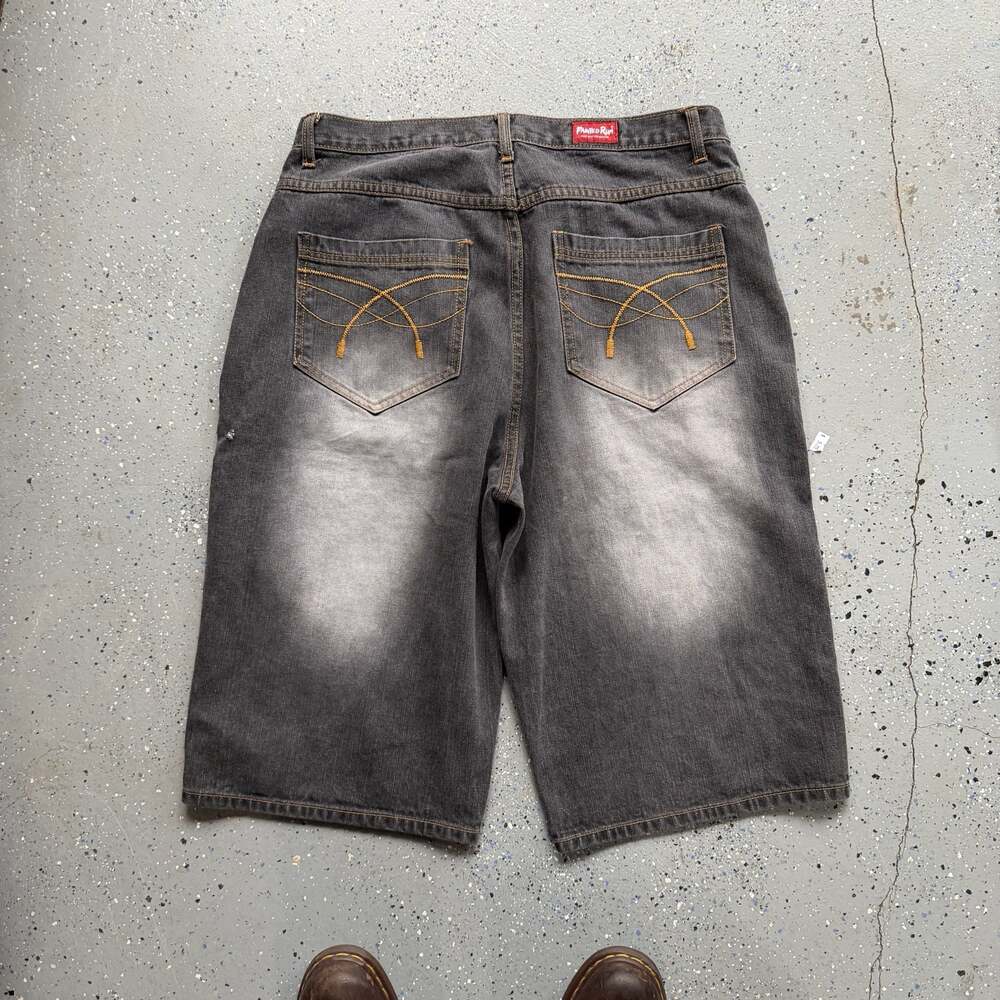 Painted Rum Men's Dark Wash Denim Shorts Pockets, Size 36